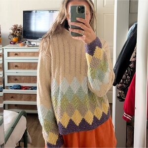 Vintage turtleneck colorful sweater